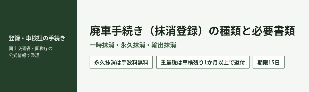 廃車手続き(抹消登録)の種類と必要書類 一時抹消・永久抹消・輸出抹消 重量税は車検残り1か月以上で還付