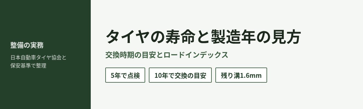 タイヤの寿命と製造年の見方 使用開始後5年で点検 製造後10年で交換の目安 スリップサインは残り溝1.6mm